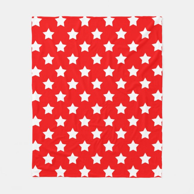 Red White Stars Mönster Decorative Fleecefilt (Framsidan)