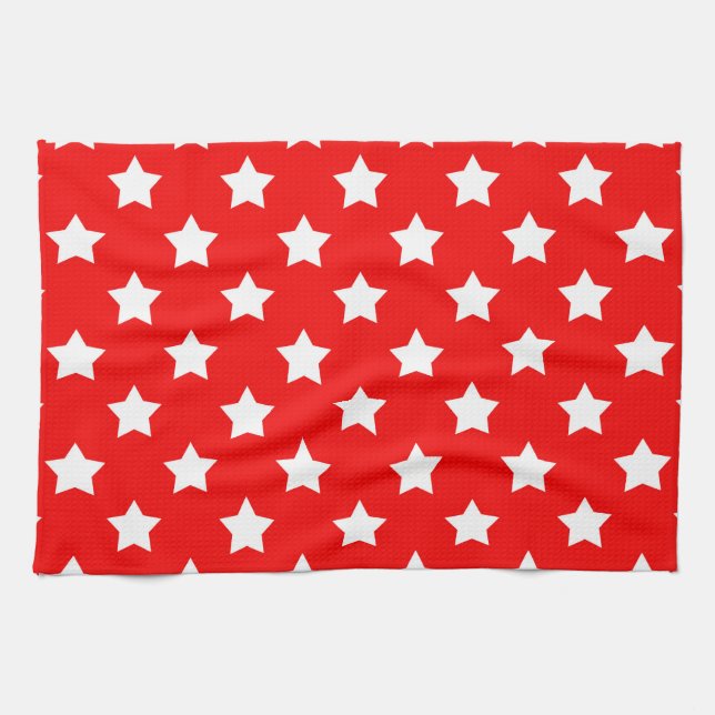 Red White Stars Mönster Decorative Kökshandduk (Horisontell)