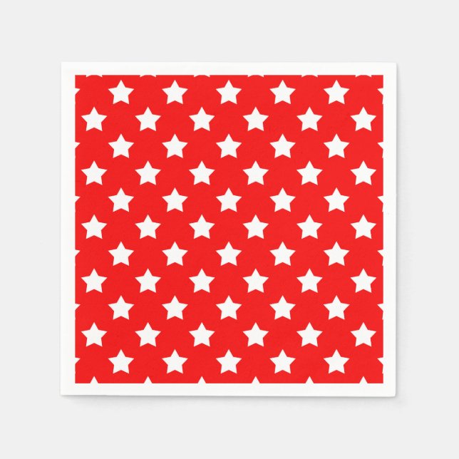 Red White Stars Mönster Decorative Pappersservett (Framsidan)