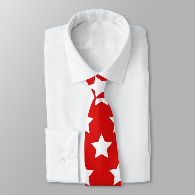 Red & White Stars Retro Neck Tie Slips (Bunden)