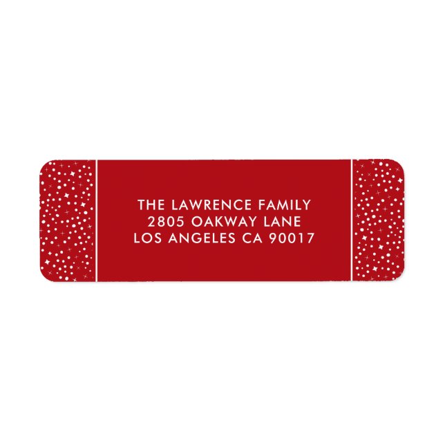 Red White Stars Snö jul Helgdag Adress Returadress Etikett (Framsidan)