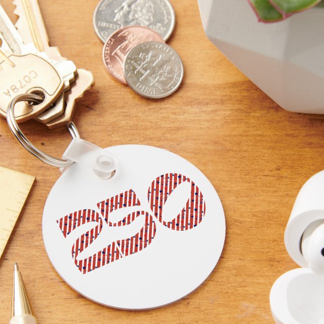 Red White Stripe Blue Stars America 250 Birthday Nyckelring (Skapare uppladdad)