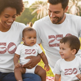 Red White Stripe Blue Stars America 250 Birthday T Shirt