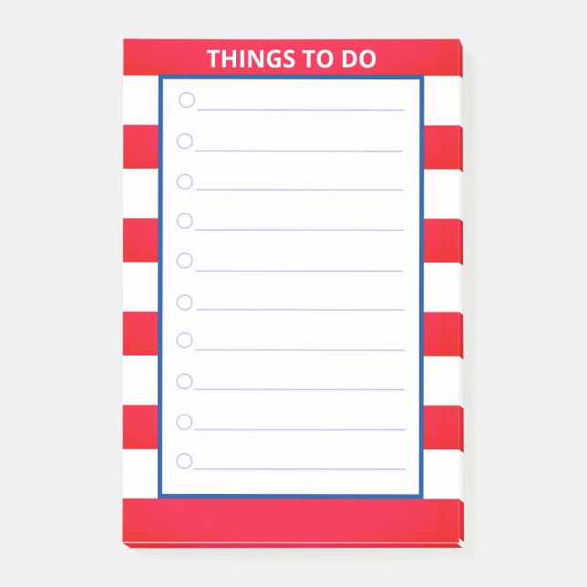 Red & White Stripe Sak to Do Post-it Block (Framsida)