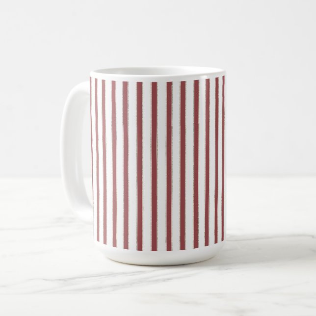 Red White Stripes Christmas Kaffemugg (Framsida vänster)