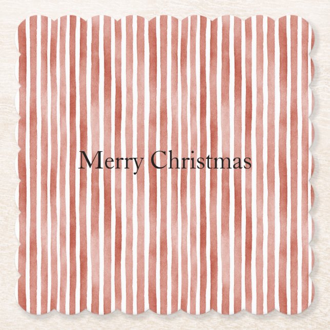 Red White Stripes Christmas Underlägg Papper (Framsida)