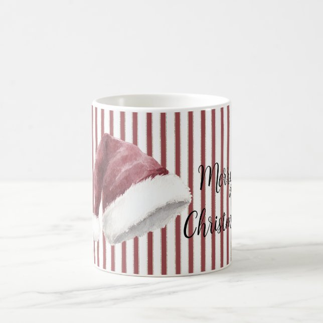 Red White Stripes Santa Hat Christmas Kaffemugg (Center)