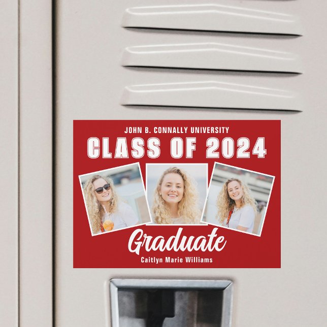 Red White Studenten Photo Collage Student Magnet (Skapare uppladdad)