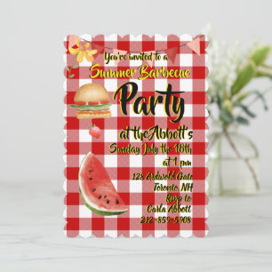 Red & White Summer Party Inbjudningar
