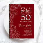 Red White Surprise 50:e födelsedagen Inbjudningar<br><div class="desc">Red White Surprise 50:e födelsedagsinbjudan. Minimalistisk modern femininin-design har botaniska accenter och typiska typsnitt. Enkel perfekt för inbjudan-kort i blommigt för en snyggt kvinnlig överraskning i firande. Skrivna Zazzle-inbjudningar eller digital utskrivbar mall för omedelbar nedladdning.</div>