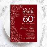 Red White Surprise 60:e födelsedagen Inbjudningar<br><div class="desc">Red White Surprise 60:e födelsedagsinbjudan. Minimalistisk modern femininin-design har botaniska accenter och typiska typsnitt. Enkel perfekt för inbjudan-kort i blommigt för en snyggt kvinnlig överraskning i firande. Skrivna Zazzle-inbjudningar eller digital utskrivbar mall för omedelbar nedladdning.</div>