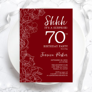 Red White Surprise 70 Birthday Inbjudningar