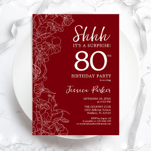 Red White Surprise 80 Birthday Inbjudningar