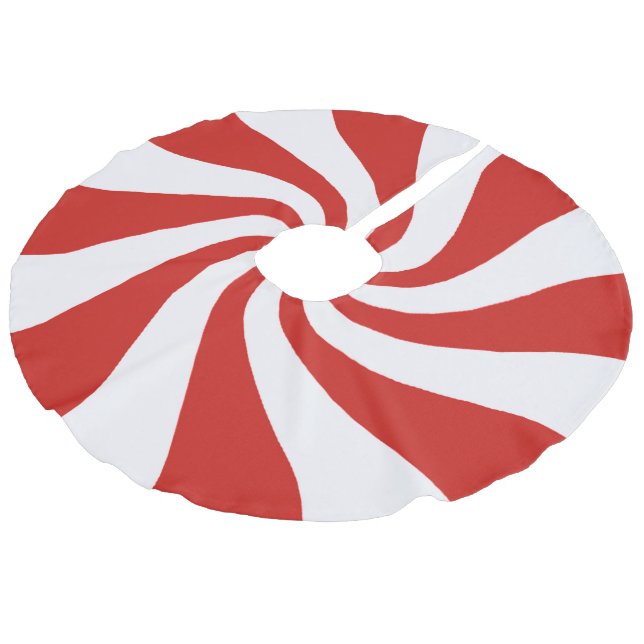 Red White Swirls Julgran Skirt Julgransmatta Fusklinne (Vinklad)