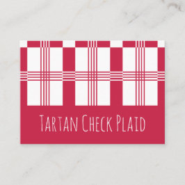 Red White Tartan Check Play Rand Visitkort