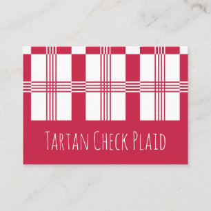 Red White Tartan Check Play Rand Visitkort
