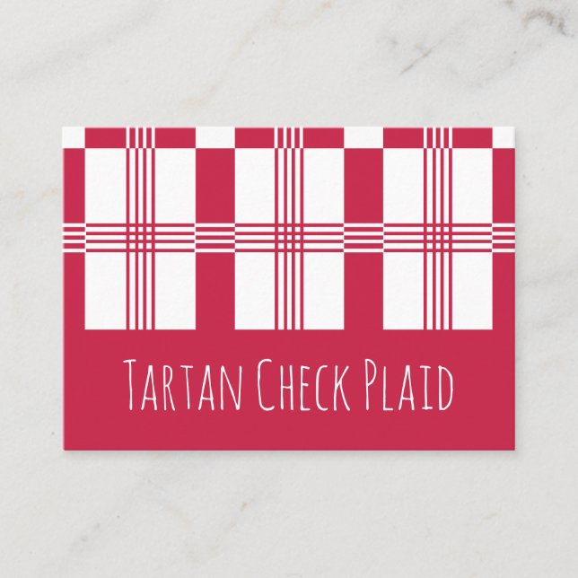Red White Tartan Check Play Rand Visitkort (Framsida)