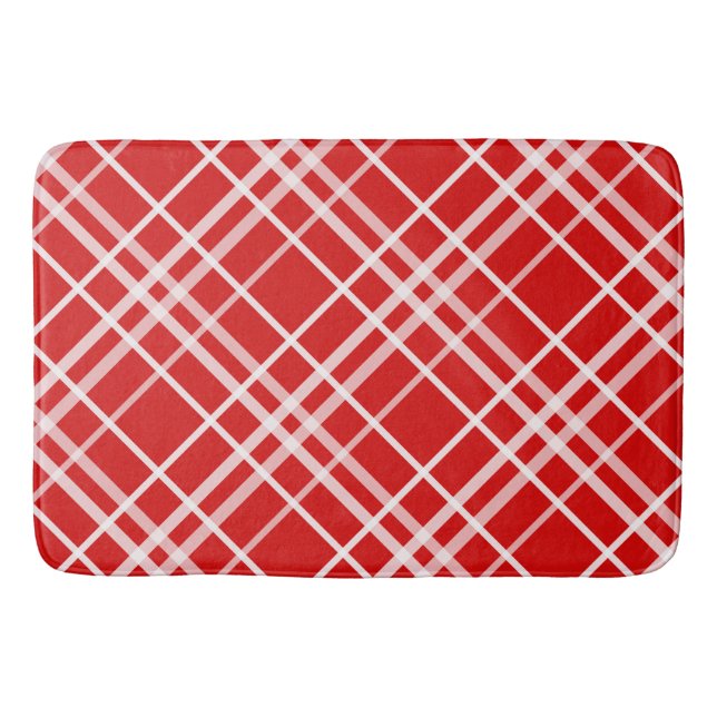 Red White Tartan Play Mönster Design Badrumsmatta (Framsidan)