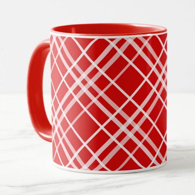 Red White Tartan Play Mönster Design Mugg (Skapare uppladdad)