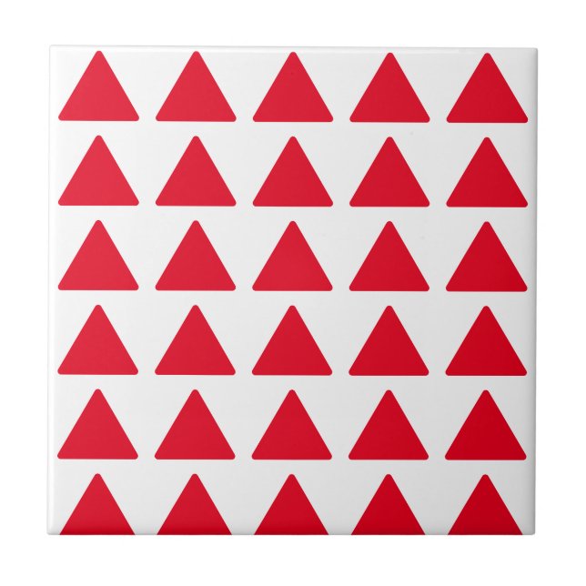 Red White Triangle Mönster Modern Artwork Kakelplatta (Framsidan)