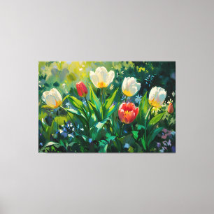 *~* Red White Tulips TV2 Stretched Kanvastryck