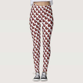 Red & white Valentine Day Heart Mönster Leggings