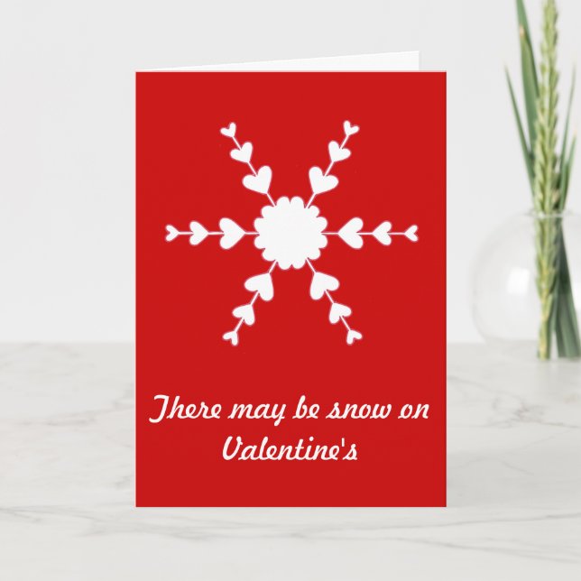 Red White Valentine Heart Snowflake Greeting Card Helgkort (Framsida)