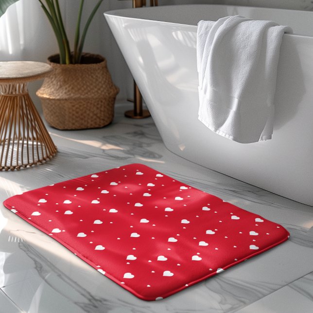 Red & White Valentiness Hearts Seamless Mönster Badrumsmatta (Skapare uppladdad)