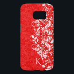 Red & White Vintage Blommigt Snöre Galaxy S5 Skal<br><div class="desc">Vintage av röd och vit blommigt i elegant  snöre dammar med anpassade och monogram som tillval.</div>