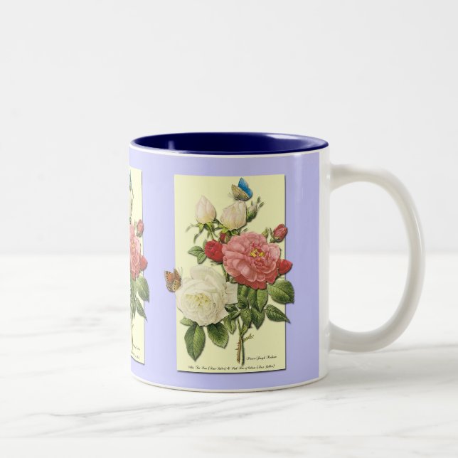 Red White Vintage Botanical Ro Coffee Mugg (Höger)