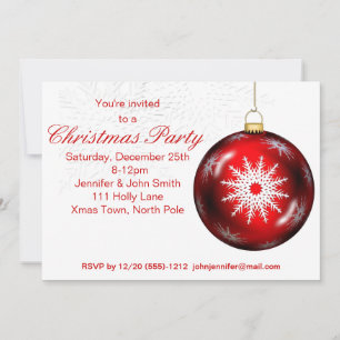 Red White Vintage Elegant jul Ornament Party Inbjudningar