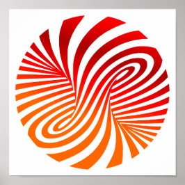 Red & White Vortex Mönster - Optical Illusion Poster