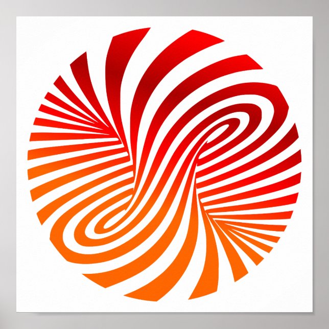 Red & White Vortex Mönster - Optical Illusion Poster (Framsidan)