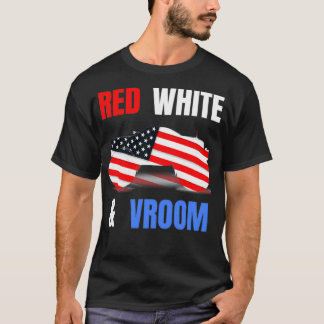 Red White Vroom Monster Lastbil Älskare Amerikansk T Shirt