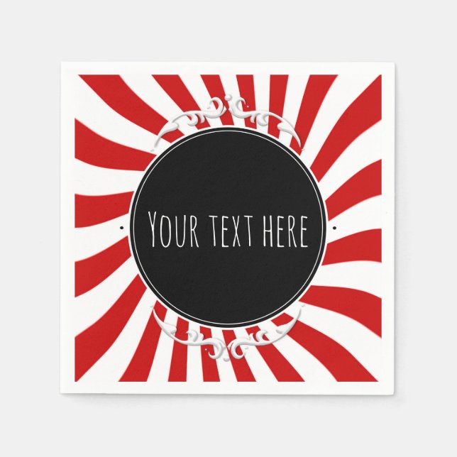 Red & White Whimsical Roligt Rand Party Pappersservett (Framsidan)