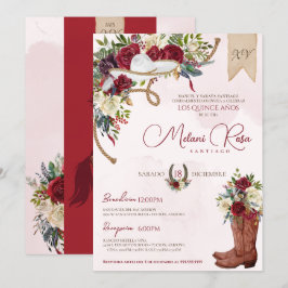 Red White Winter Ro Charro Spain Quinceanera Inbjudningar