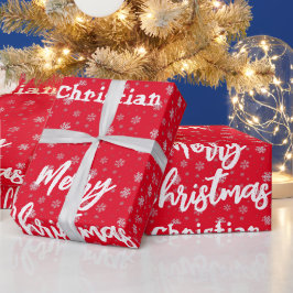 Red White Winter Snowflake Mönster God jul Presentpapper