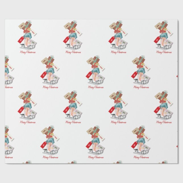 Red White Winter Wonderland God jul Presentpapper (Platt)