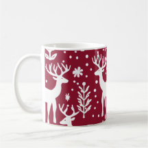 Red & White Winter Wonderland Reindeer Mugg
