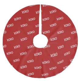 Red White XOXO-jul Julgransmatta Borstad Polyester