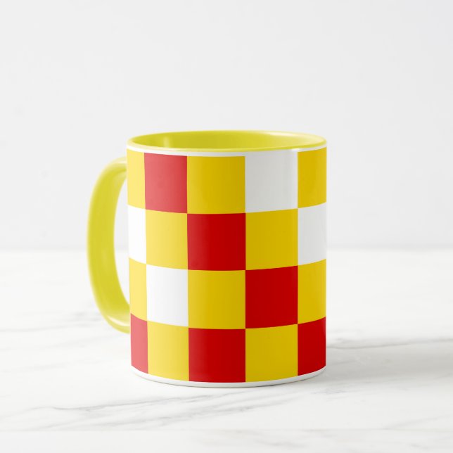 Red White Yellow Checkered Pattern Design  Mugg (Framsida vänster)