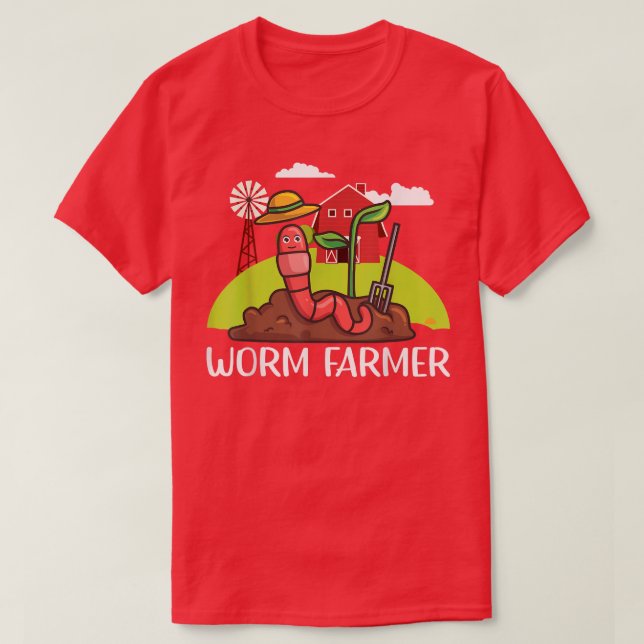 Red Wiggler Worm Composting Fun, Farmer  T Shirt (Design framsida)