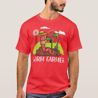 Red Wiggler Worm Composting Fun, Farmer  T Shirt