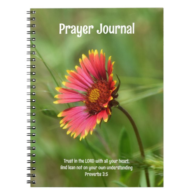 Red WildblommBible Verse Prayer Journal Anteckningsbok (Framsidan)