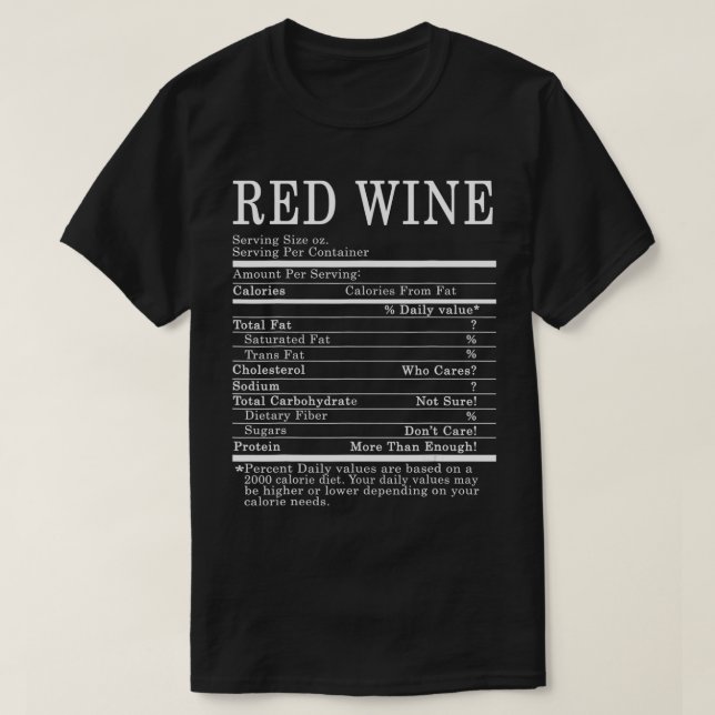 Red Wine Funny Nutrition Facts Thanksgiving Christ T Shirt (Design framsida)