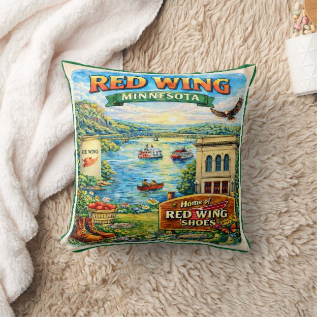 Red Wing, Minnesota Souvenir Gift Pillow Kudde (Filt)