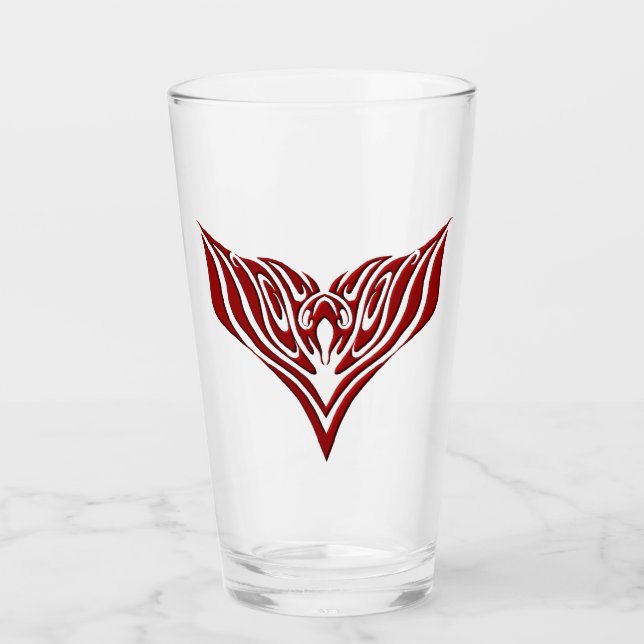 Red Winged Bird Tribal Tattoo Design Glaskopp (Framsida)