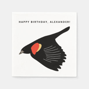 Red-Winged Blackbird i Flight Birthday Pappersservett