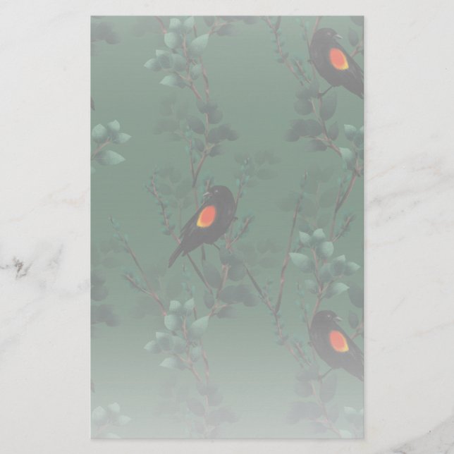 Red-Winged Blackbird Mönster Brevpapper (Framsida)