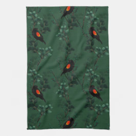 Red-Winged Blackbird Mönster Kökshandduk